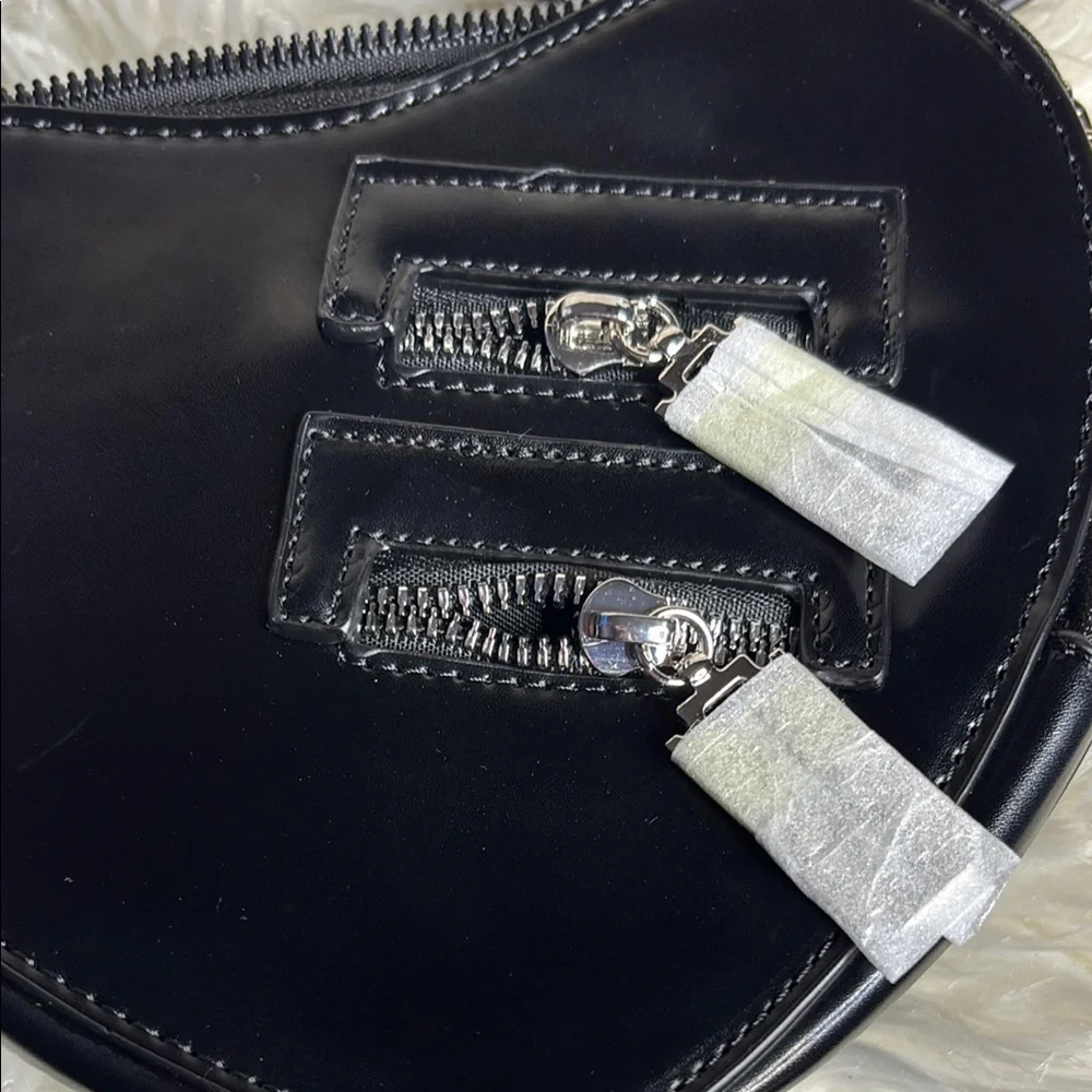 Black Crossbody Bag with Chain Link Strap